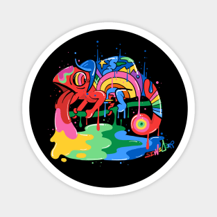 Trippy Rainbow Chameleon Magnet